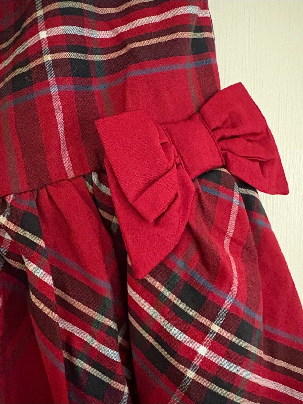 CARTERS Red Plaid Holiday Dress with Side Bows Size 2T